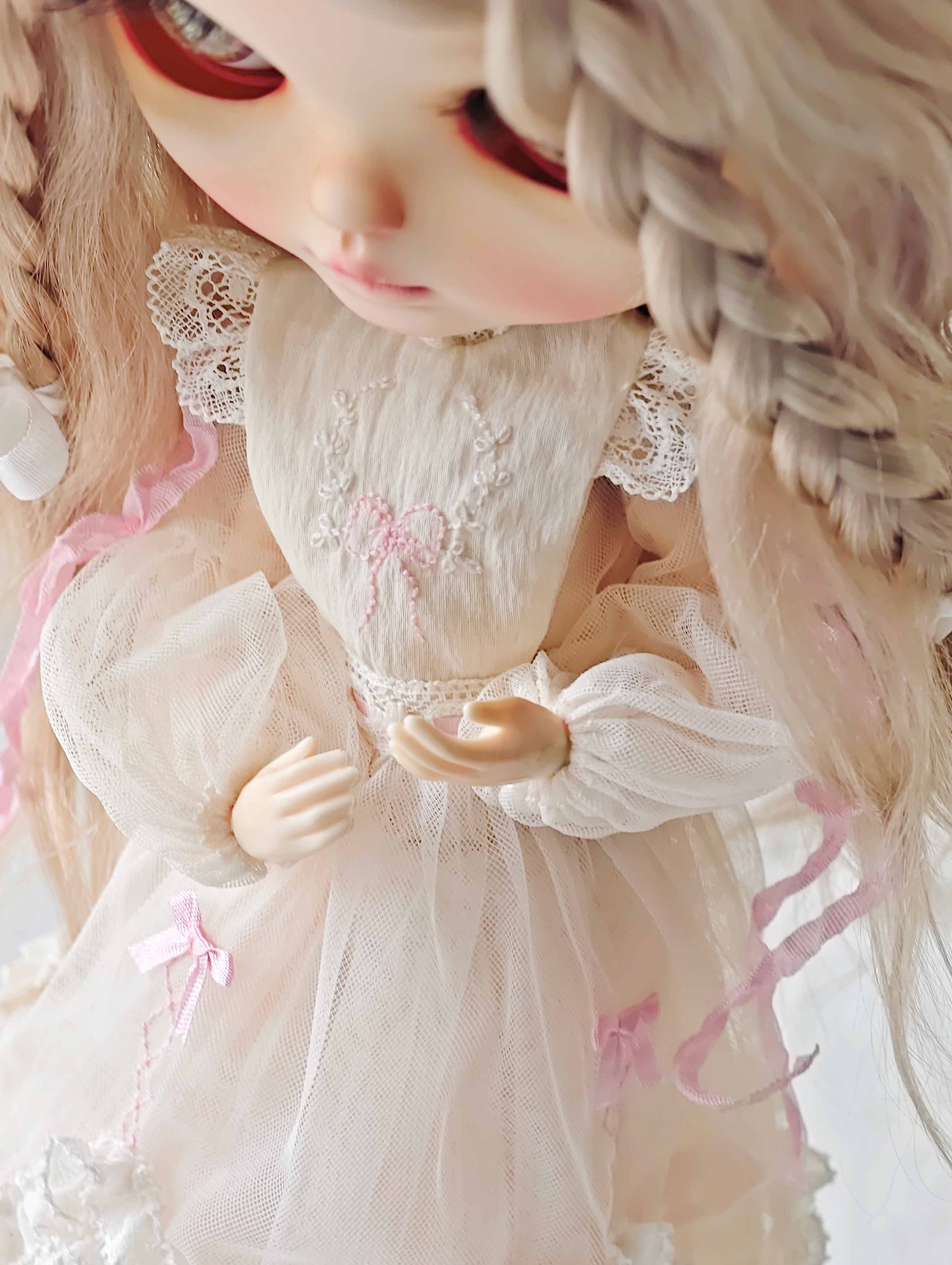 Handmade Outfit for Blythe/Obitsu/Pullip, Lace Embroidered Dress Set