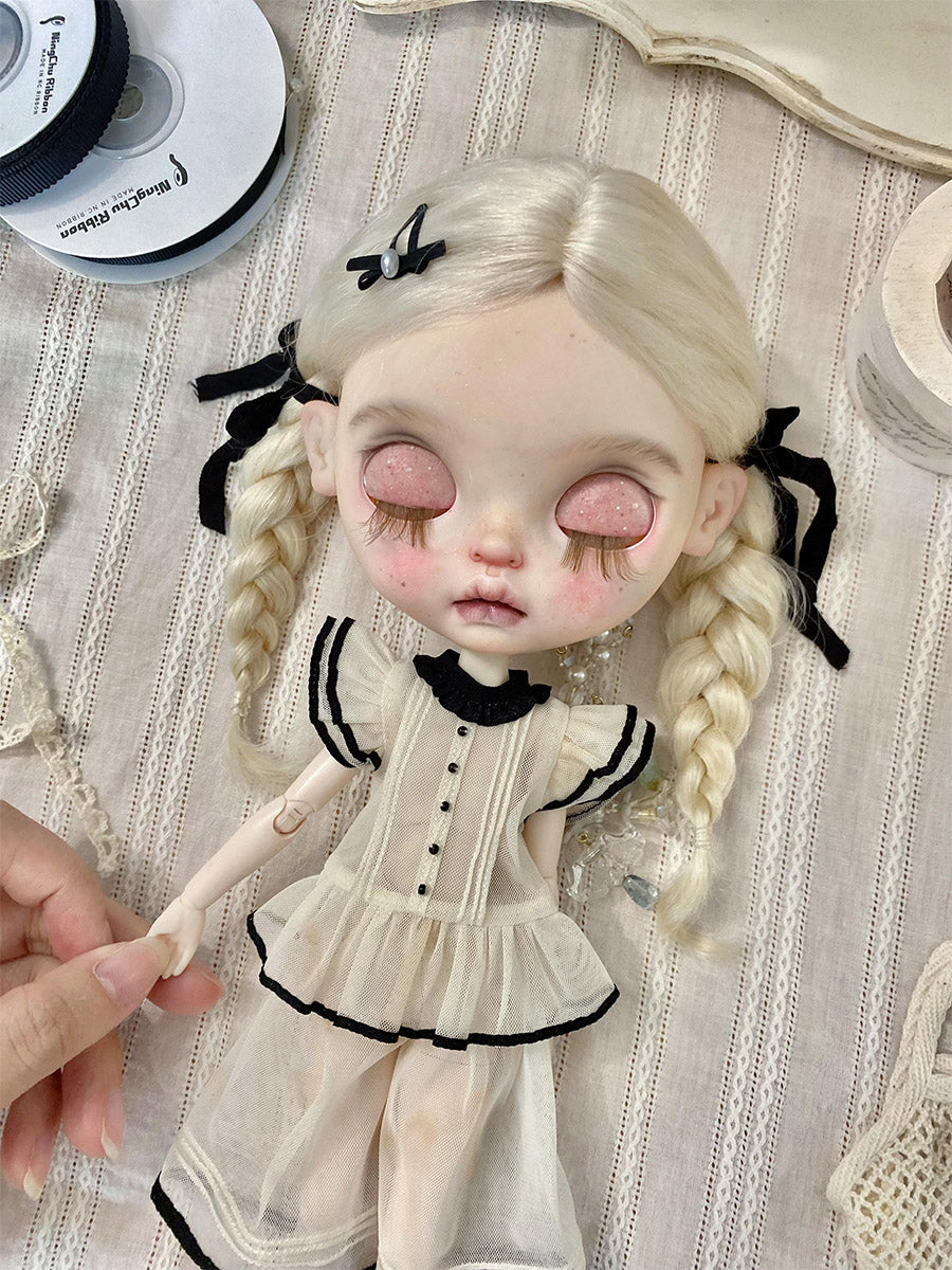 Handmade Outfit for Blythe/Obitsu/Azone, Cream Angel Sleeve Clothing Set