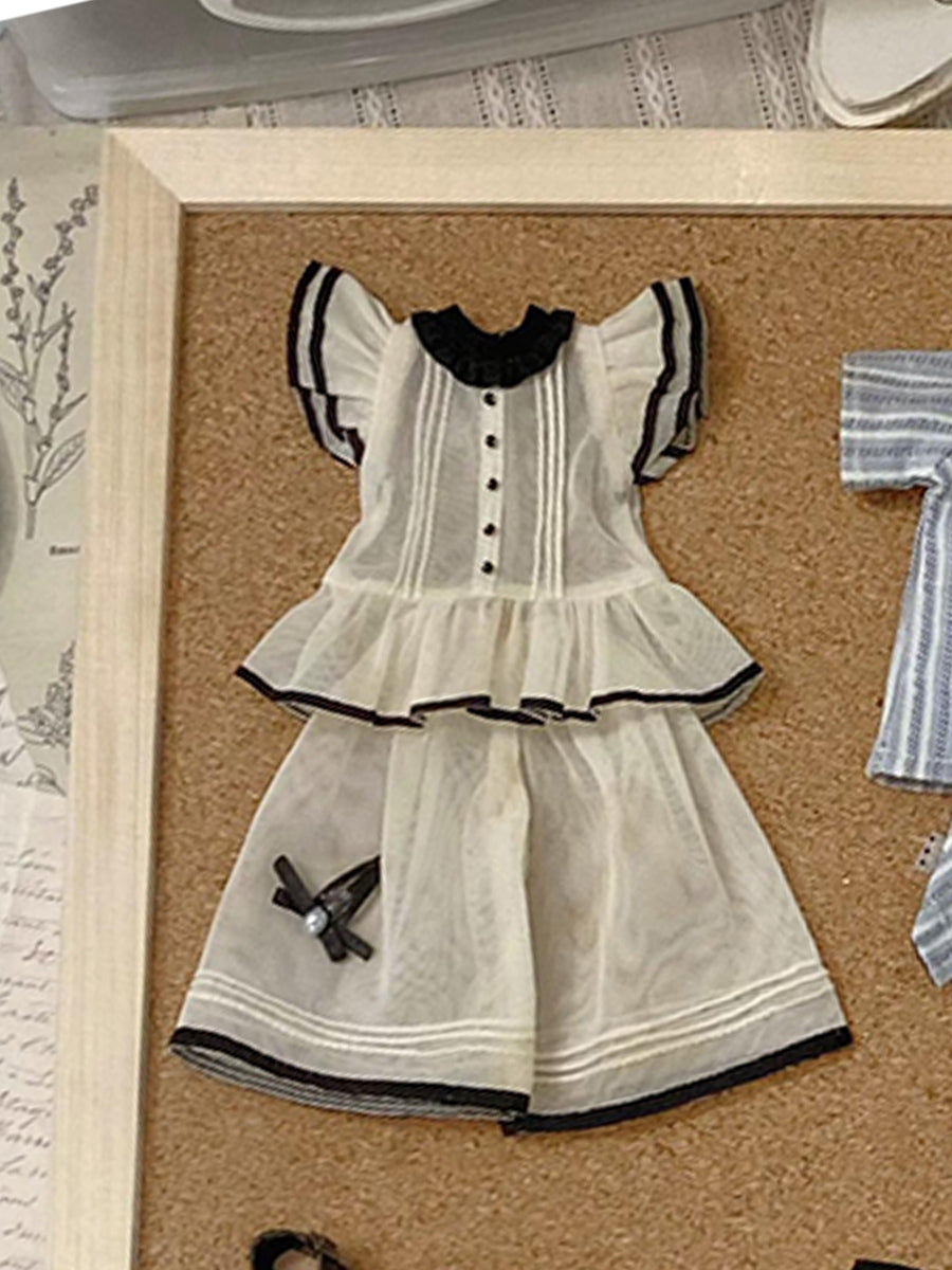 Handmade Outfit for Blythe/Obitsu/Azone, Cream Angel Sleeve Clothing Set
