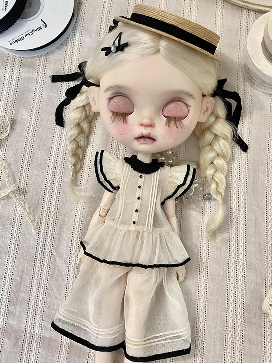 Handmade Outfit for Blythe/Obitsu/Azone, Cream Angel Sleeve Clothing Set