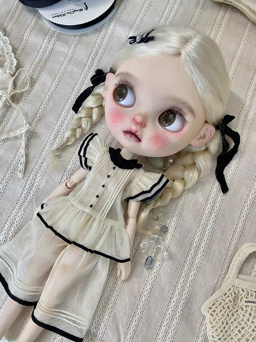 Handmade Outfit for Blythe/Obitsu/Azone, Cream Angel Sleeve Clothing Set