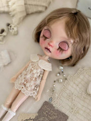 Handmade Outfit for Blythe/Obitsu/Azone, Peter Pan Collar Lace-Knit Mesh Dress