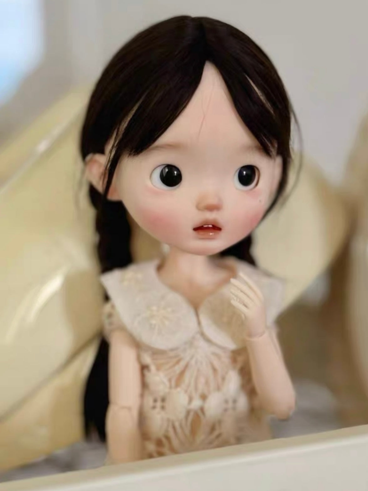 Handmade Outfit for Blythe/Obitsu/Azone, Peter Pan Collar Lace-Knit Mesh Dress
