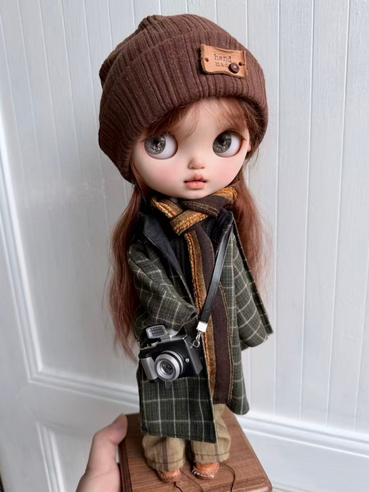 Handmade Outfit for Blythe/Obitsu, Dark Green Plaid Coat Set