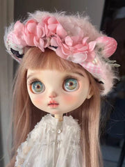 Handmade Blythe/BJD Hat, Pink Embossed Fluffy Hat