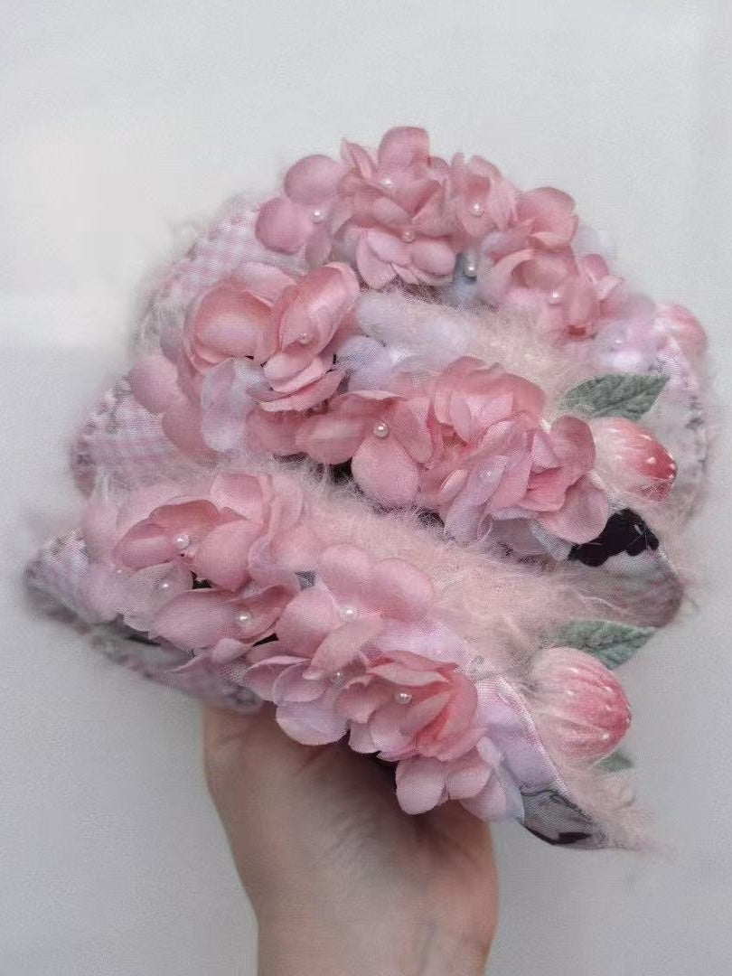 Handmade Blythe/BJD Hat, Pink Embossed Fluffy Hat