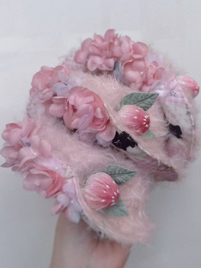 Handmade Blythe/BJD Hat, Pink Embossed Fluffy Hat