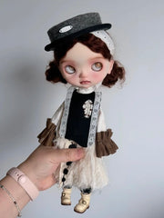 Vintage Black White Blythe BJD Set  - Handmade Doll Clothes - ToastDoll
