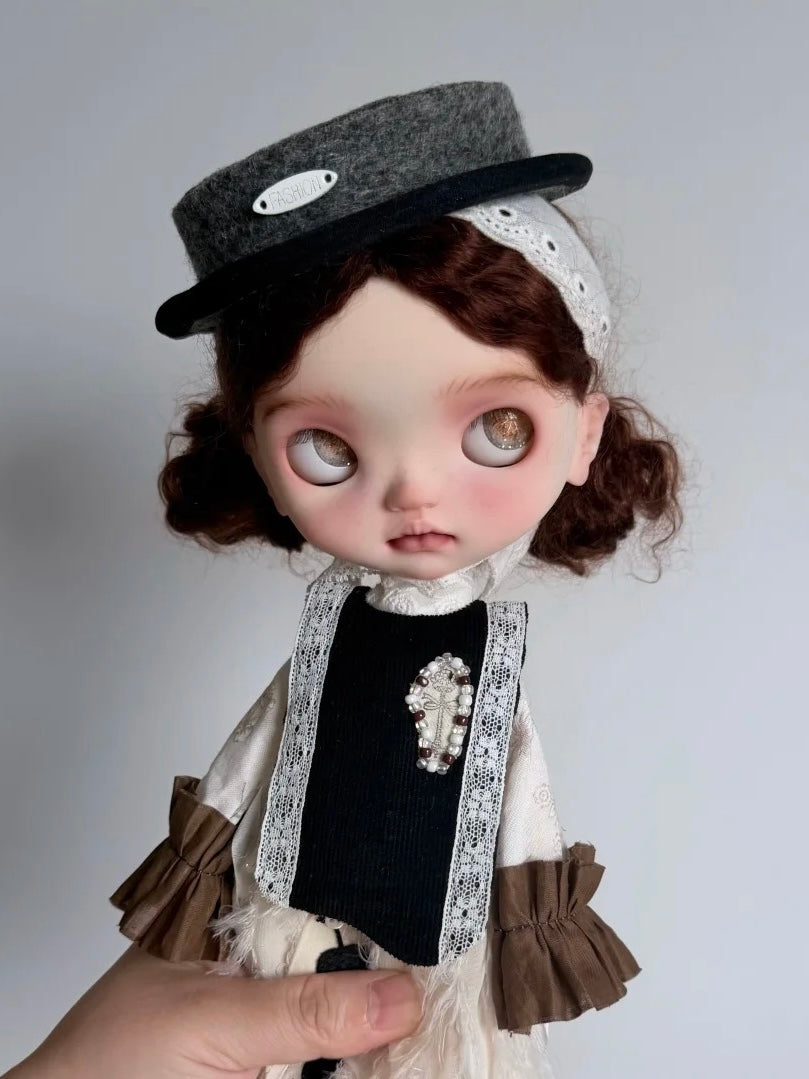 Vintage Black White Blythe BJD Set  - Handmade Doll Clothes - ToastDoll