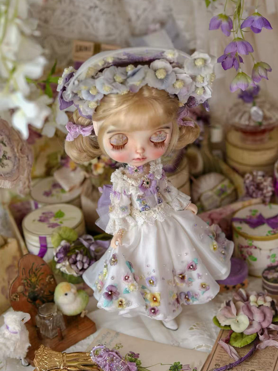 Handmade Outfit for Blythe/Pullip, Floral Dress Set