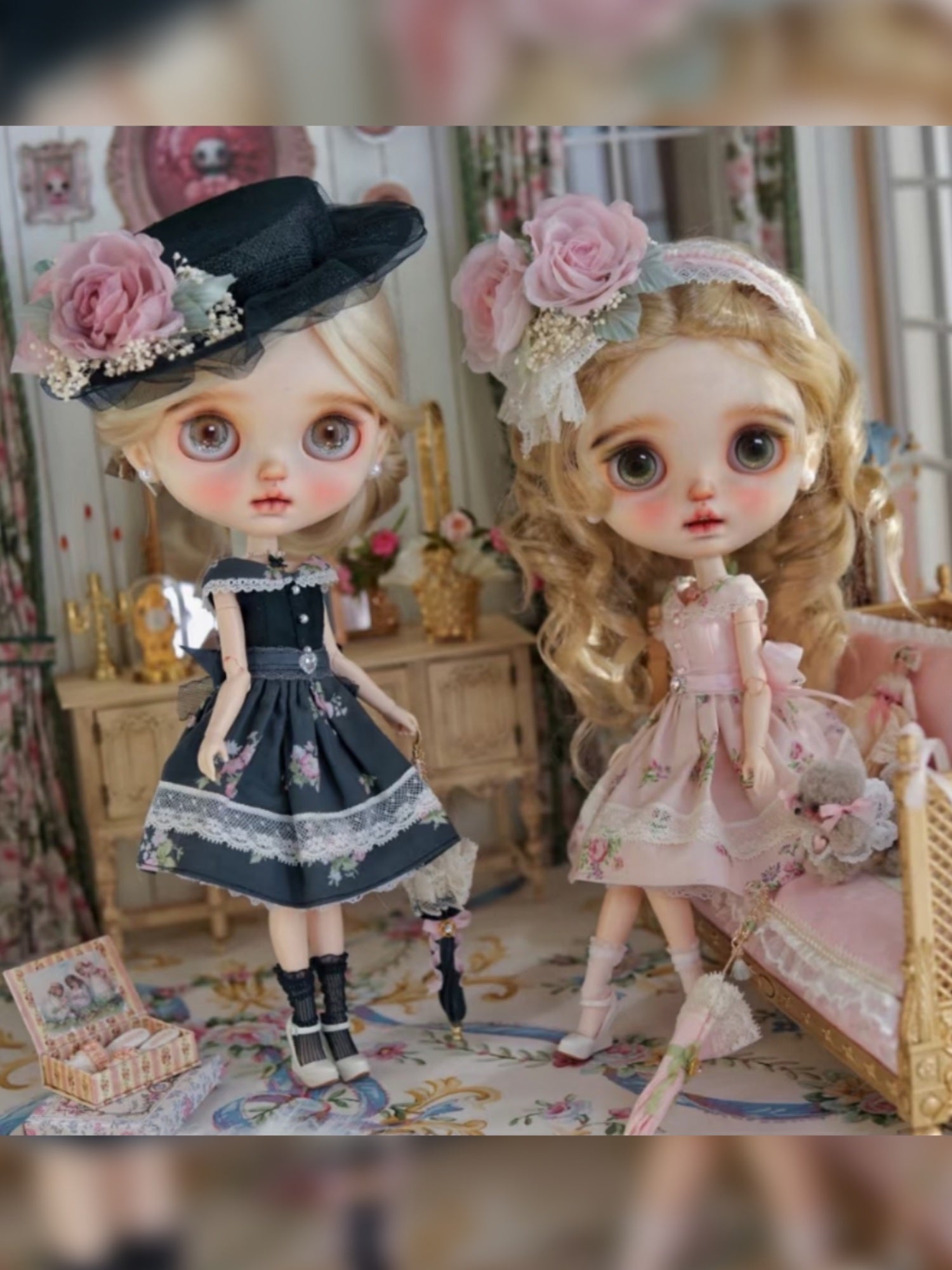 Floral Vintage Lady Blythe Dress Full Body View | ToastDoll