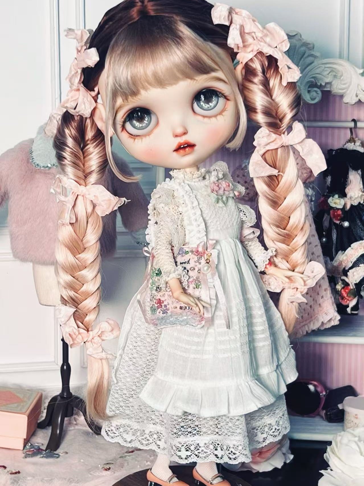 Dreamy Sweet Bow Lace Blythe Outfit - Handmade Clothes - ToastDoll