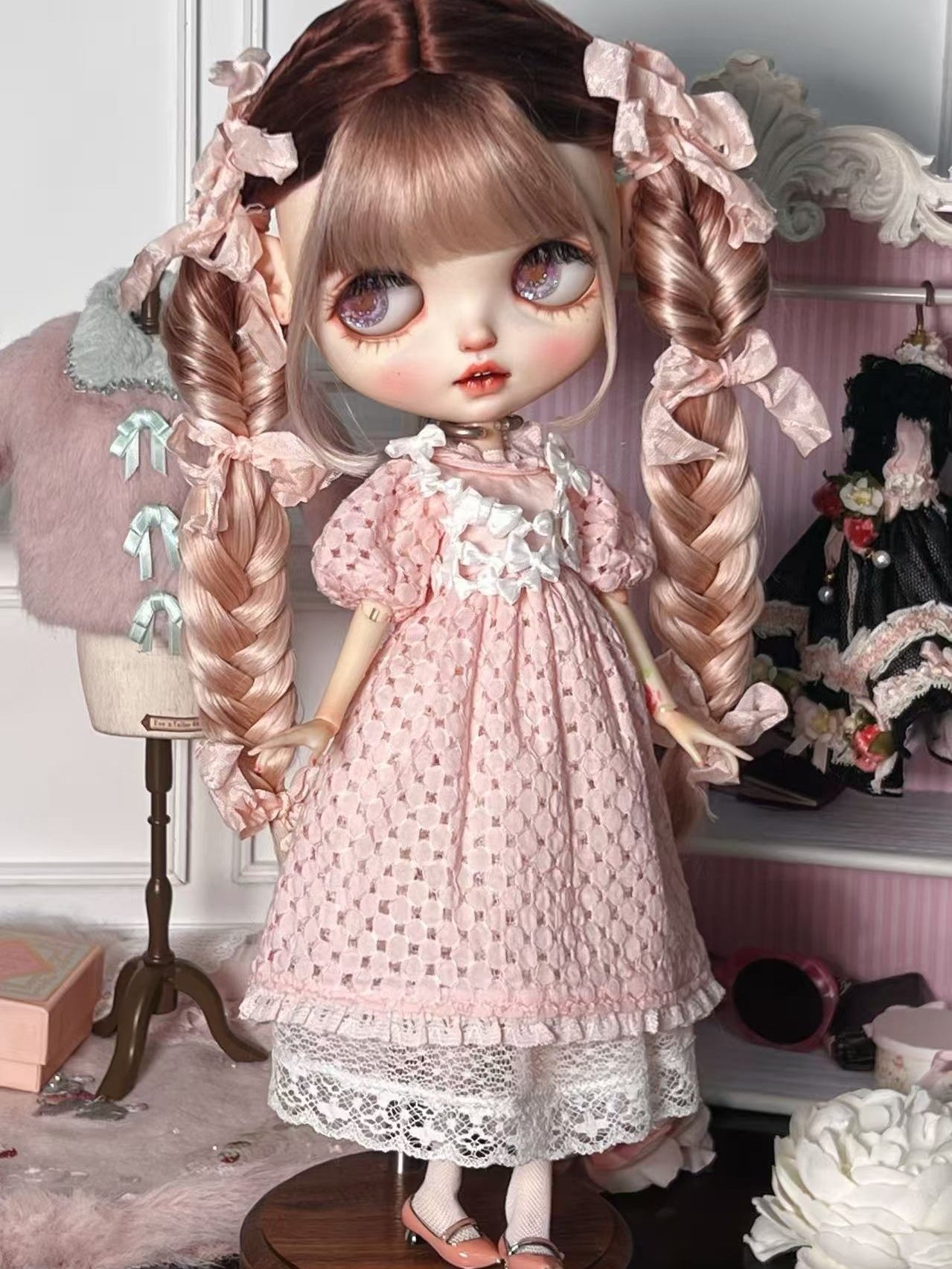 Dreamy Sweet Bow Lace Blythe Outfit - Handmade Clothes - ToastDoll