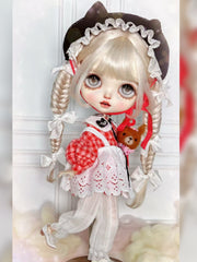 Cat Ear Red Plaid Blythe Set Side View | ToastDoll