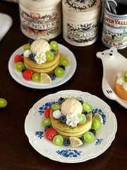 Handmade Miniature Props for BJD/Blythe/Obitsu, Green Grape Matcha Pancake (with Plate)