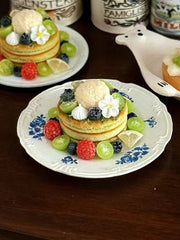 Handmade Miniature Props for BJD/Blythe/Obitsu, Green Grape Matcha Pancake (with Plate)