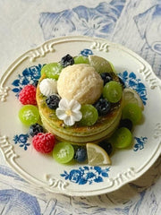 Handmade Miniature Props for BJD/Blythe/Obitsu, Green Grape Matcha Pancake (with Plate)