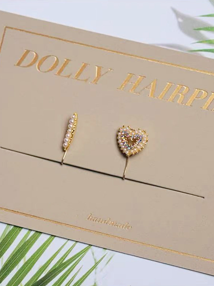 Handmade Blythe/Jerryberry/BJD Hair Clips,Heart-shaped Rhinestone