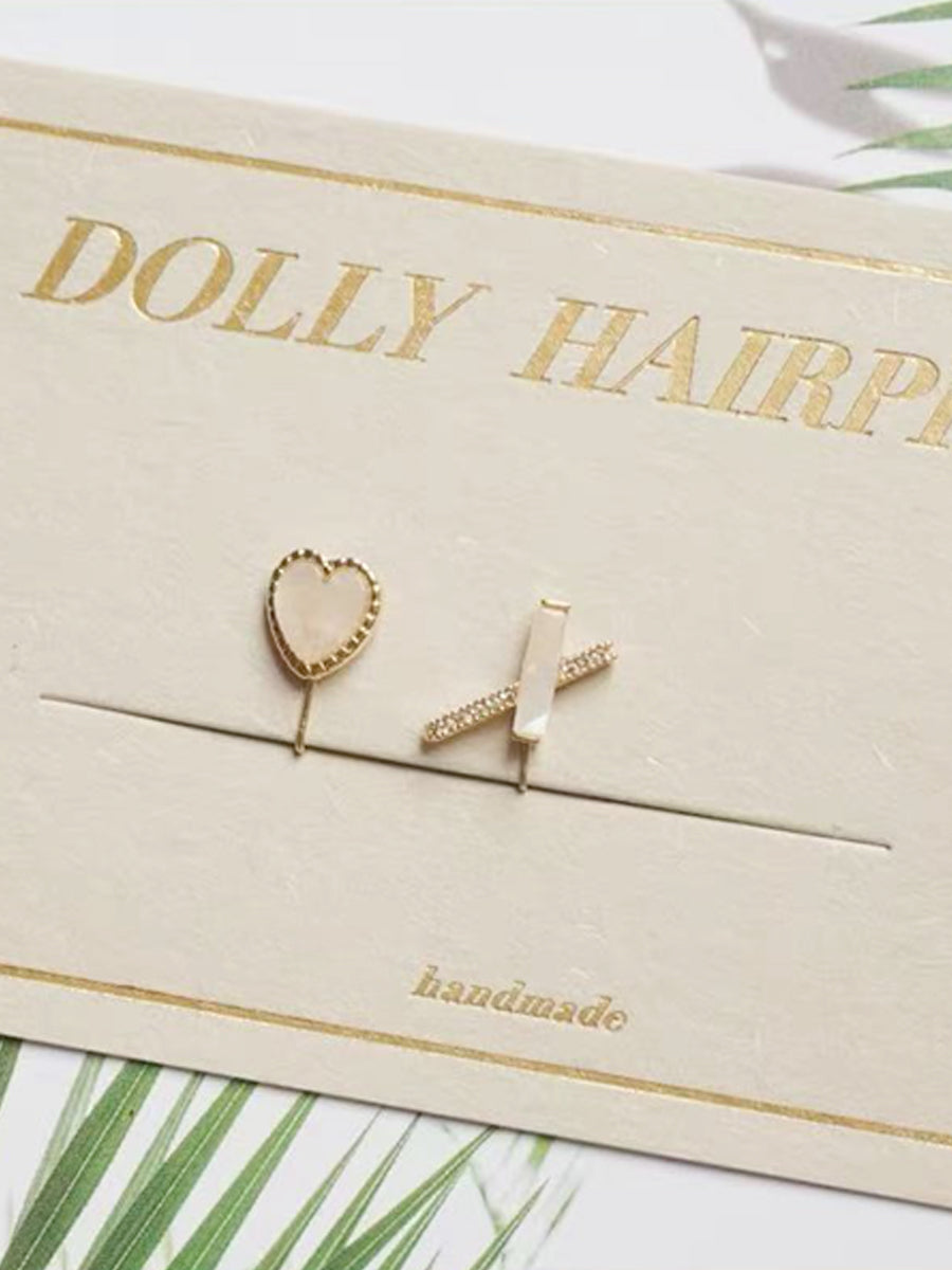 Handmade Blythe/Jerryberry/BJD Hair Clips,Heart-shaped Rhinestone