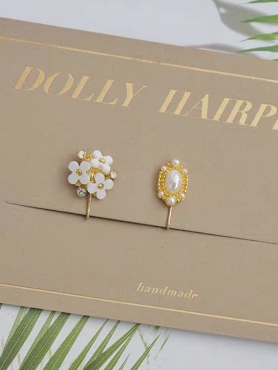 Handmade Blythe/Jerryberry/BJD Hair Clips,Floral Rhinestone