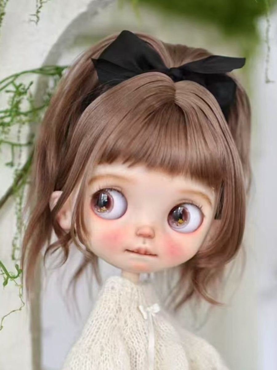 Handmade Blythe Wig,  High Ponytail with Straight Bangs