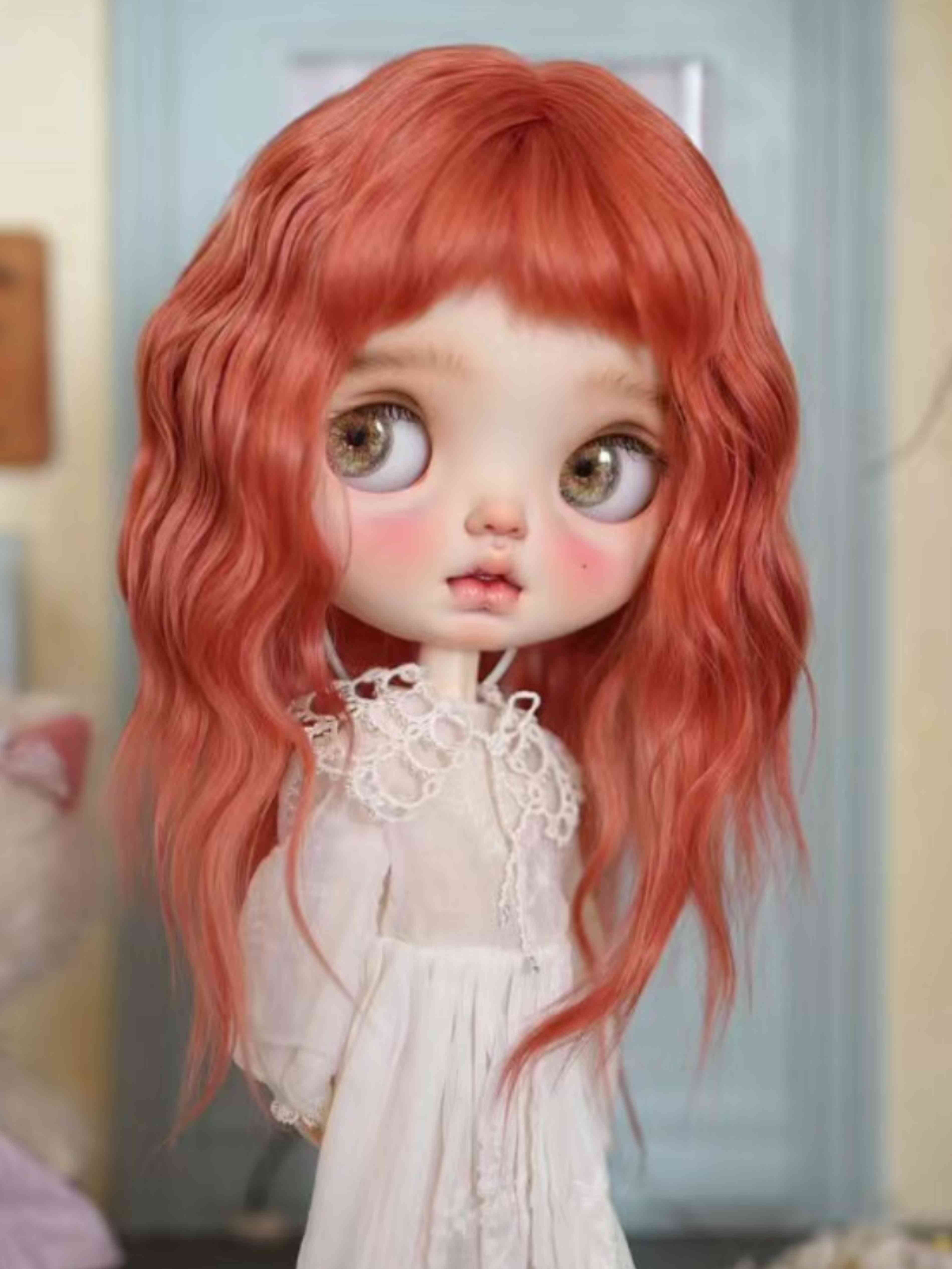 Handmade Blythe Wig,   Loose Waves with Bangs