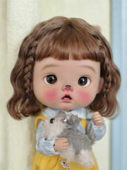 Handmade Blythe Wig,  Curly Bob with Braids