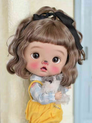 Handmade Blythe Wig,  Curly Bob with Braids