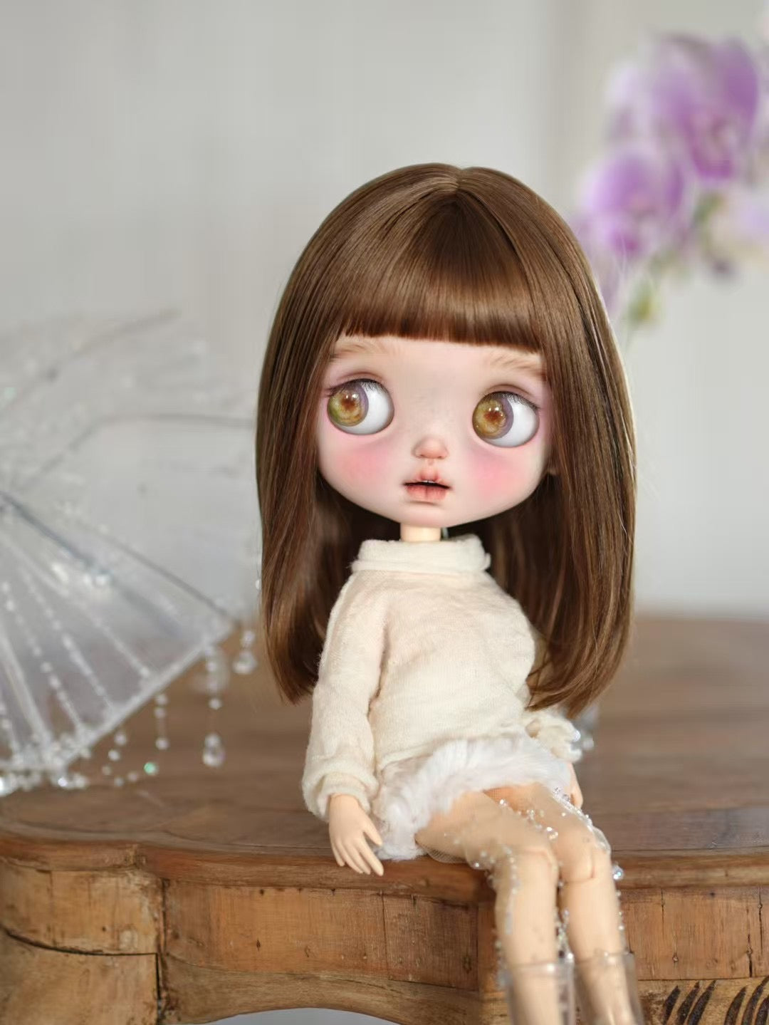 Handmade Blythe Wig,   Long Straight Hair With Bangs