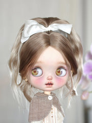 Handmade Blythe Wig,  High Ponytail with Center Part Bangs