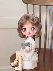 Mohair Short Blythe Wig Handmade Doll Hair On Doll Display | ToastDoll