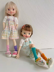 Color Pop Overalls Blythe BJD Set Ob Doll Display | ToastDoll