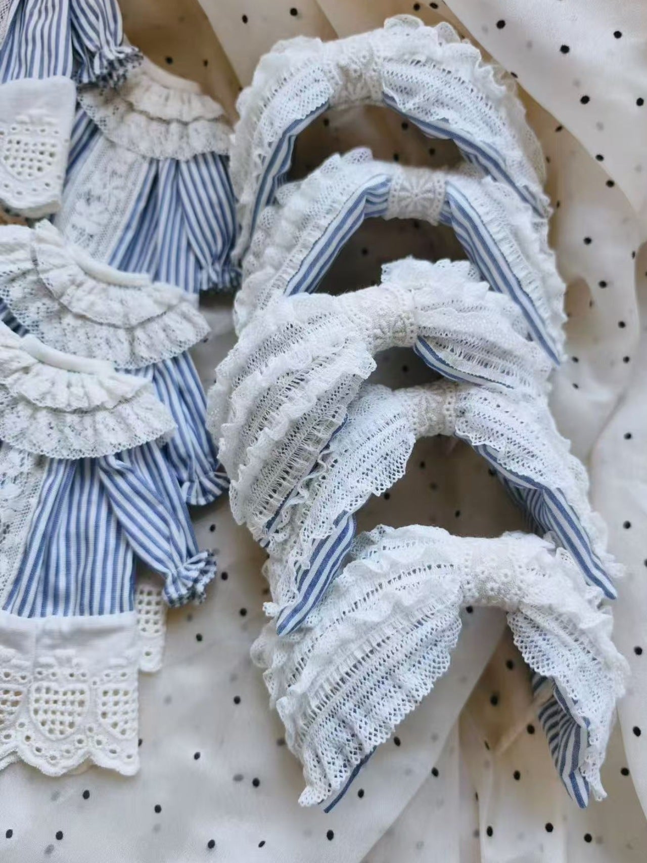 Handmade Outfit for Blythe/Pullip, Blue Striped Dress Set