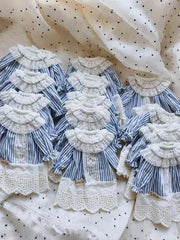 Handmade Outfit for Blythe/Pullip, Blue Striped Dress Set