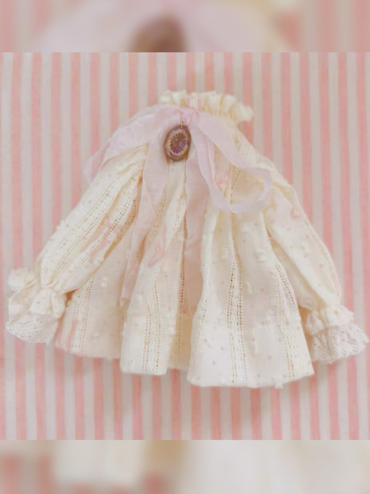 Mesh Puff Sleeve Blythe Pink Dress Set Detail | ToastDoll