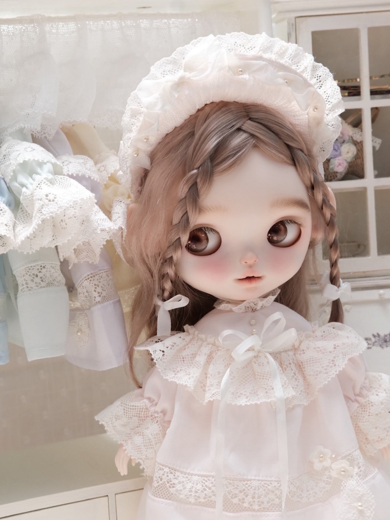 Ethereal Dreamy Lace Blythe Long Light-Pink Outfit | ToastDoll