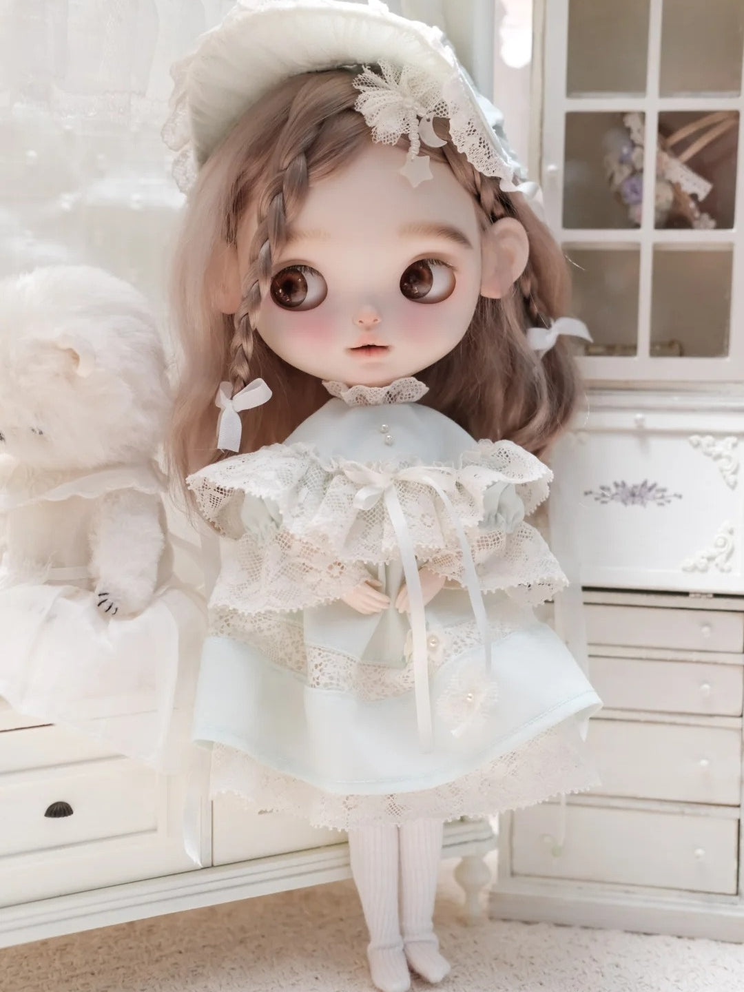 Ethereal Dreamy Lace Blythe Long Light-Green Outfit | ToastDoll