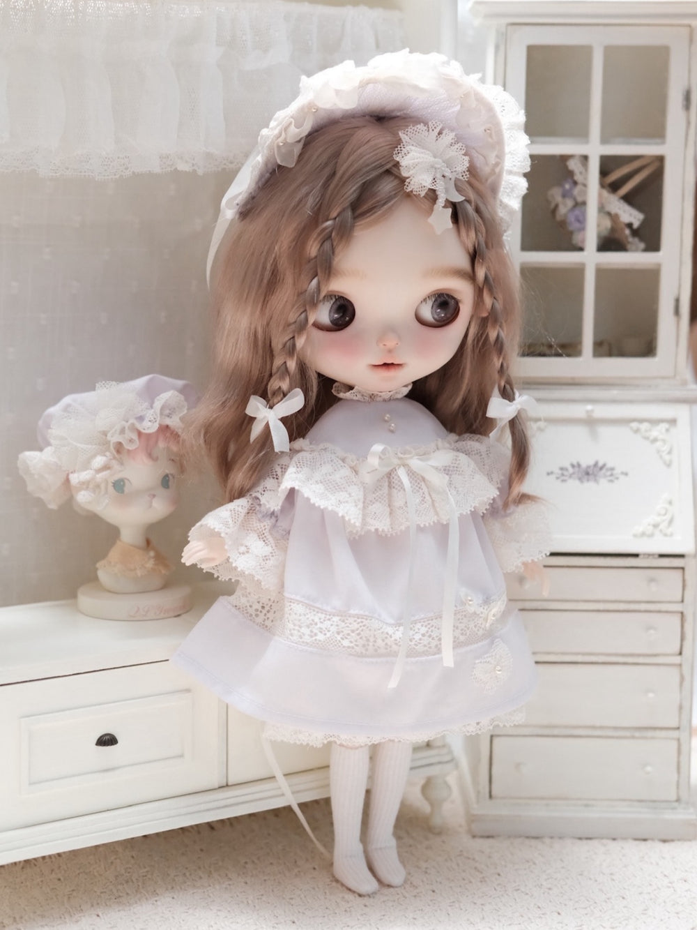 Ethereal Dreamy Lace Blythe Long Light-Purple Outfit | ToastDoll
