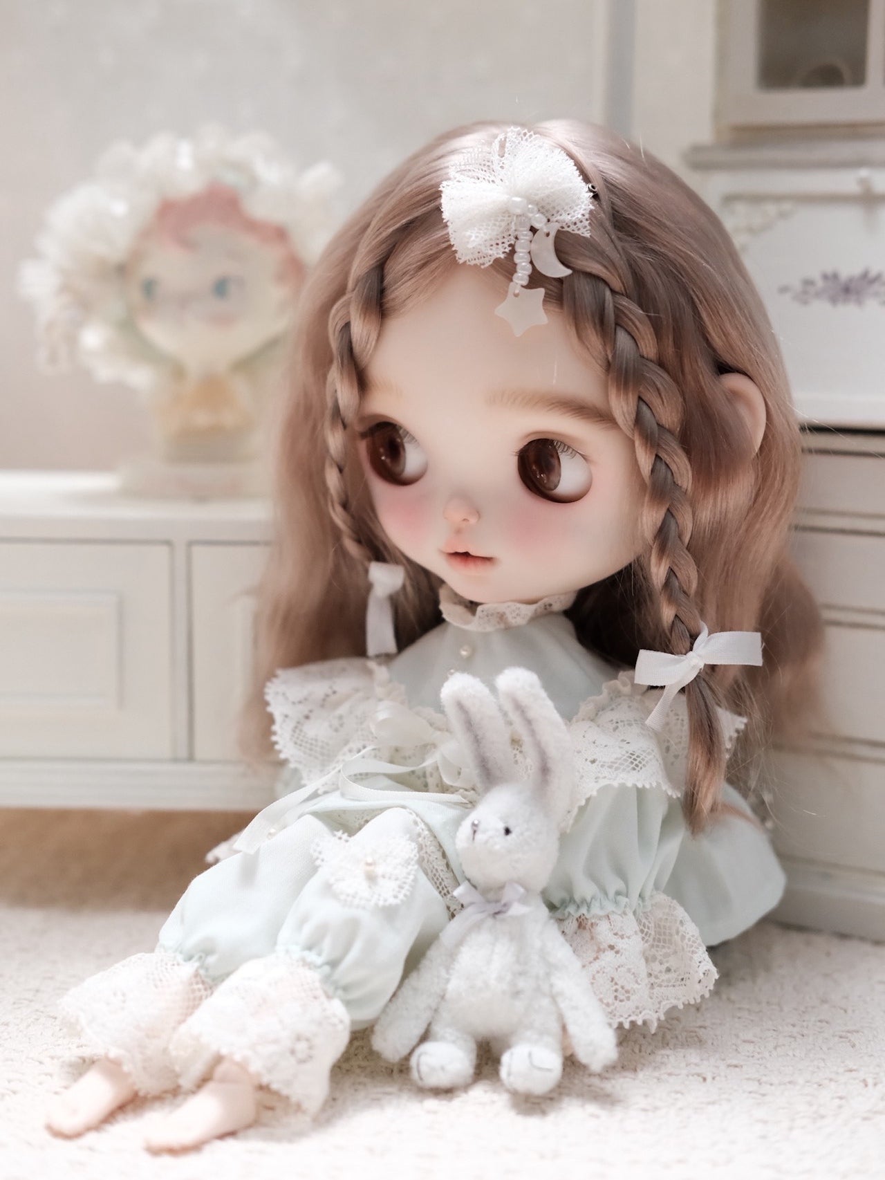Ethereal Dreamy Lace Blythe Short Light-Green Outfit | ToastDoll