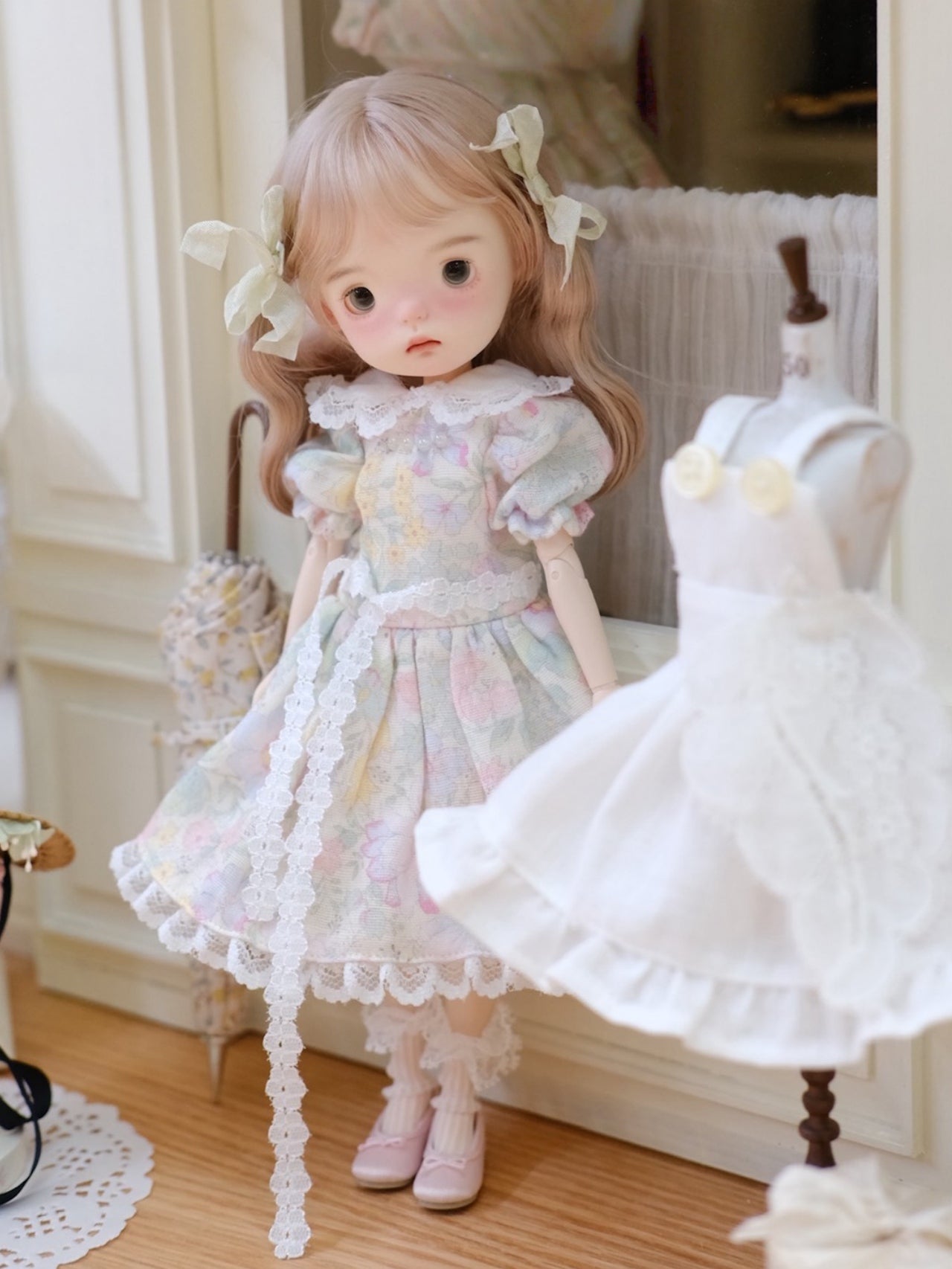 Apron Floral Blythe 1/6 BJD Set Front View | ToastDoll