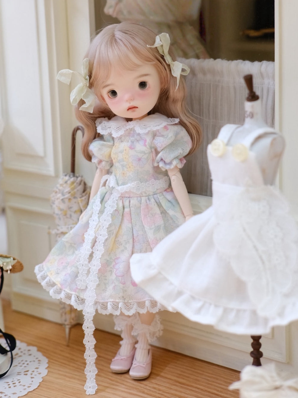 Apron Floral Blythe 1/6 BJD Set Front View | ToastDoll