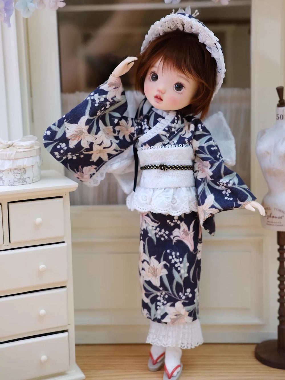 Floral Kimono Blythe 1/6 BJD Navy Set | ToastDoll