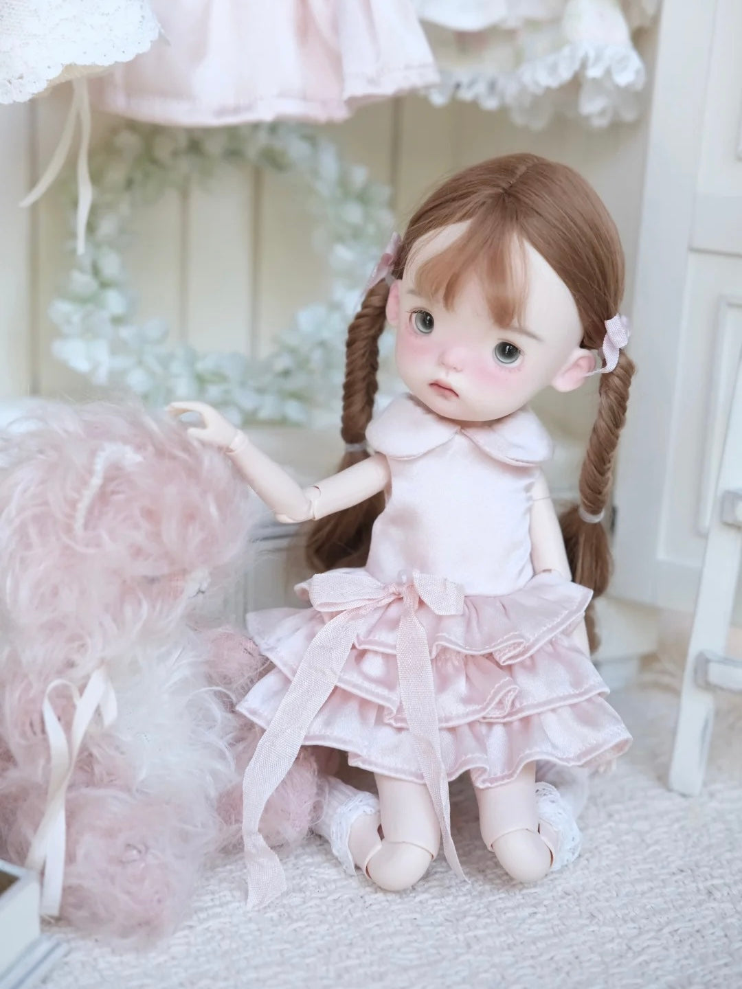 Elegant Silk Tiered Blythe BJD Dress - Handmade Doll Clothes - ToastDoll⁠