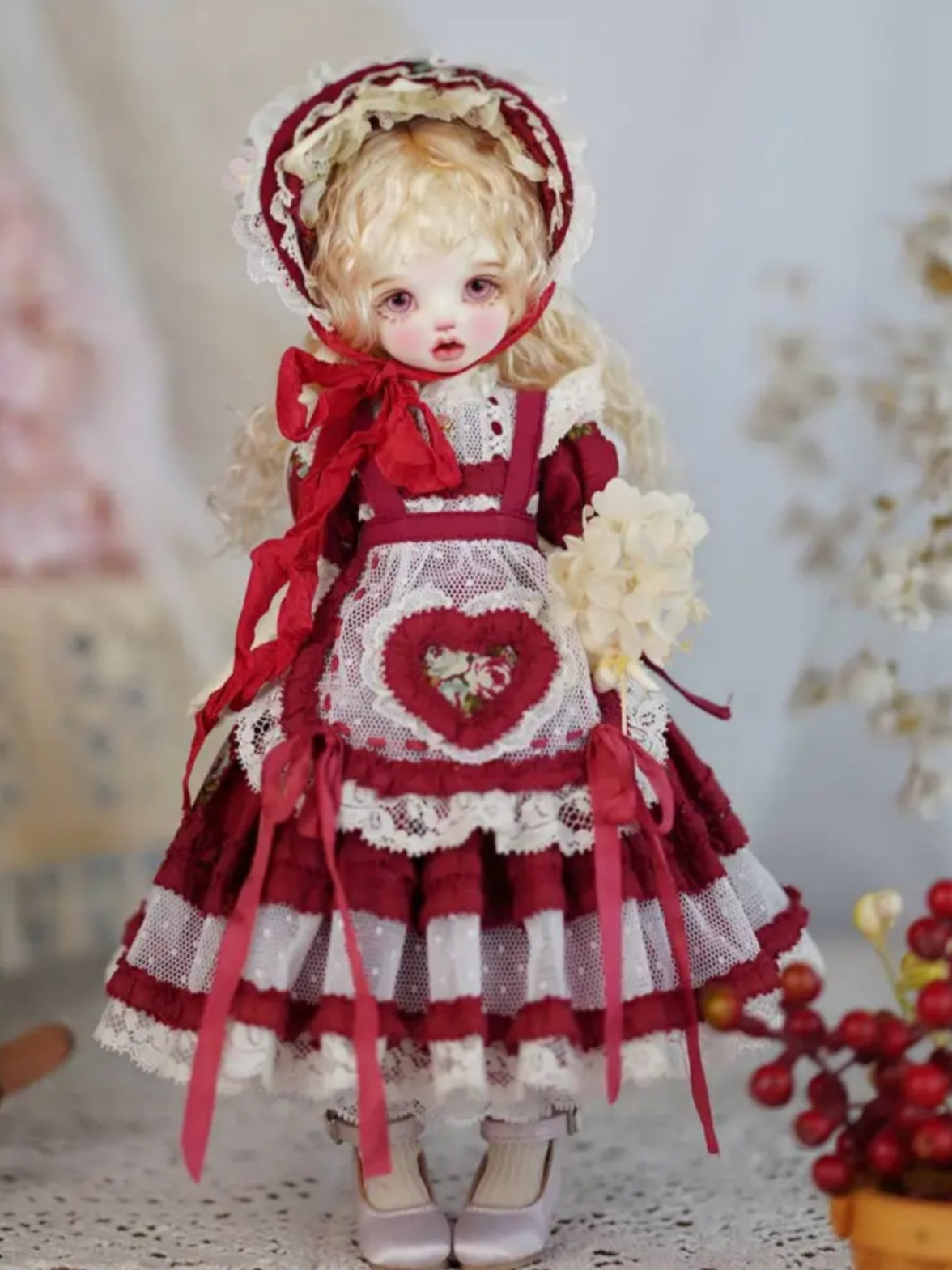 Red Lolita 1/6 BJD Dress Sets On Doll Display | ToastDoll