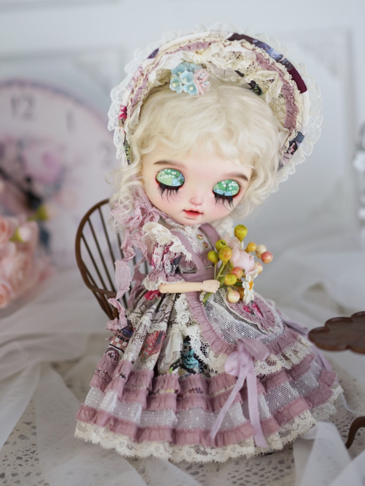 Cottagecore Tiered Blythe Dress Set - Handmade Doll Clothes - ToastDoll