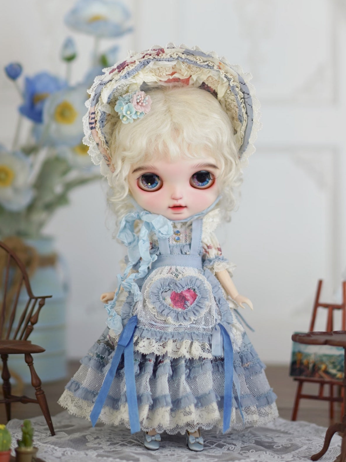 Cottagecore Tiered Blythe Dress Set - Handmade Doll Clothes - ToastDoll