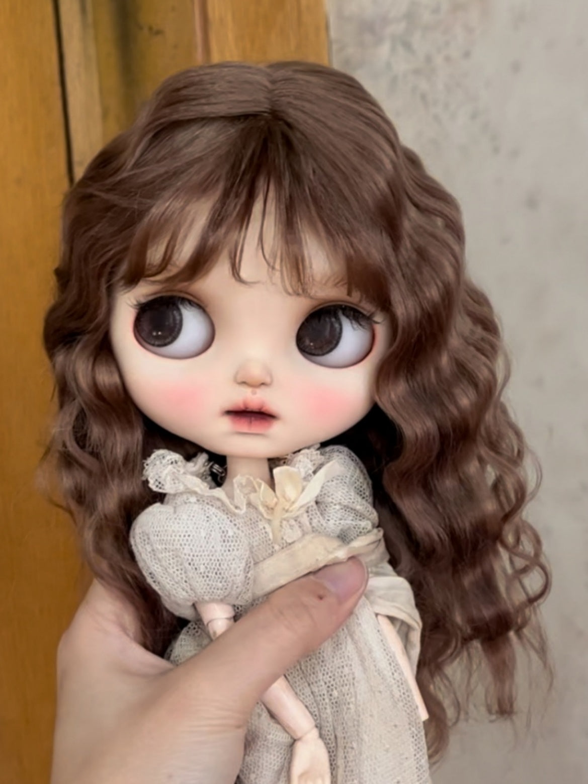 Handmade Blythe Wig, Long Curly Hair with Bangs