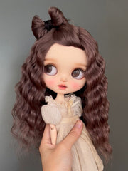 Handmade Blythe Wig, Beach Waves with Bow Style