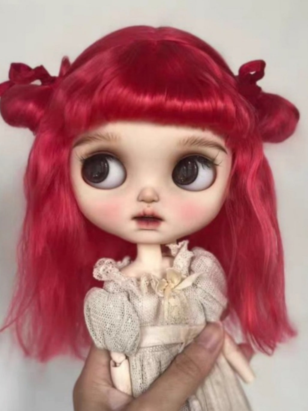 Handmade Blythe Wig,  High Twin Buns with Straight Bangs