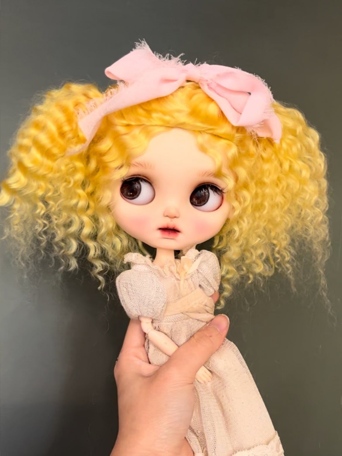 Handmade Blythe Wig, Crimped Hair with Twin Tails